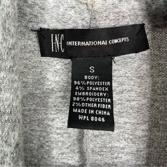 INC International Concepts Gray Embroidered Pink Floral Bell Sleeve Open Duster - Picture 3 of 5